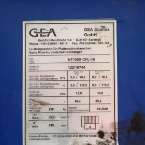 GEA Ecoflex NT100X Plate Heat Exchanger