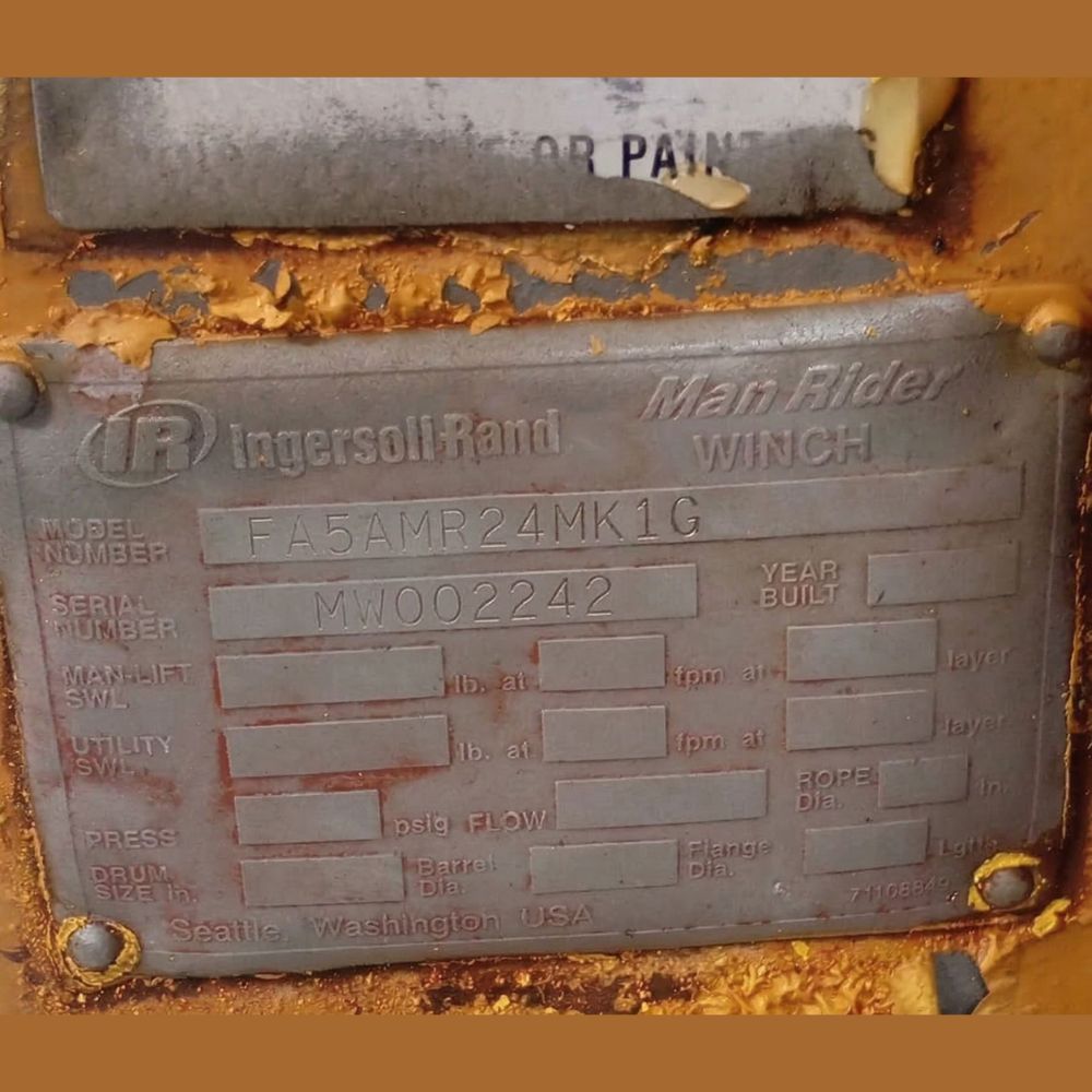 Used Ingersoll Rand FA5AMR24MK1G Pneumatic Winch Available 4